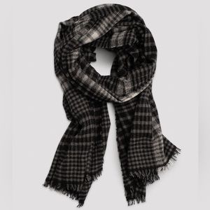 100% Cashmere Unsubscribed Plaid Scarf Scandinavian Style Black Grey